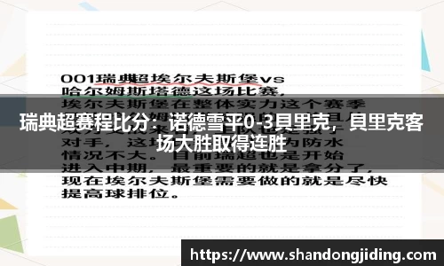 瑞典超赛程比分：诺德雪平0-3貝里克，貝里克客场大胜取得连胜